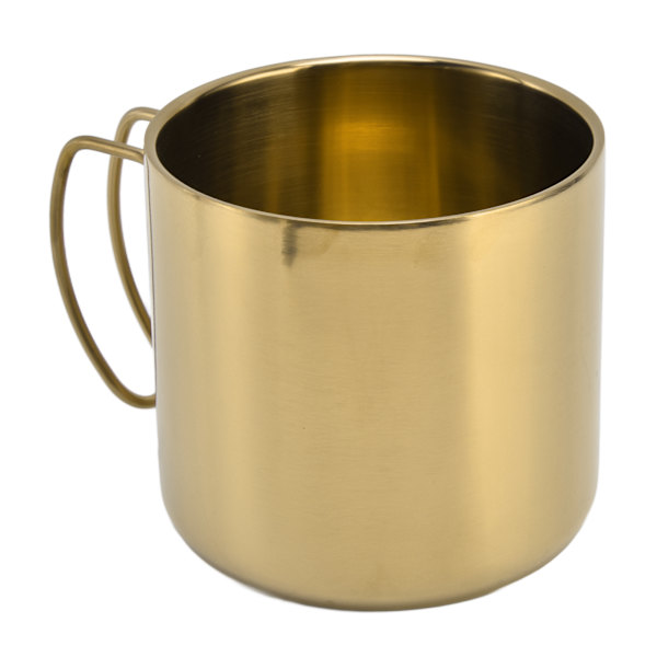 Kahvimuki Ruostumaton Teräs 400ml Kestävä Käytännöllinen Kannettava Vesi Kuppi Kahvalla Kotiin Toimistoon Ravintolaan Kulta (Ilman Kantta) 400ml