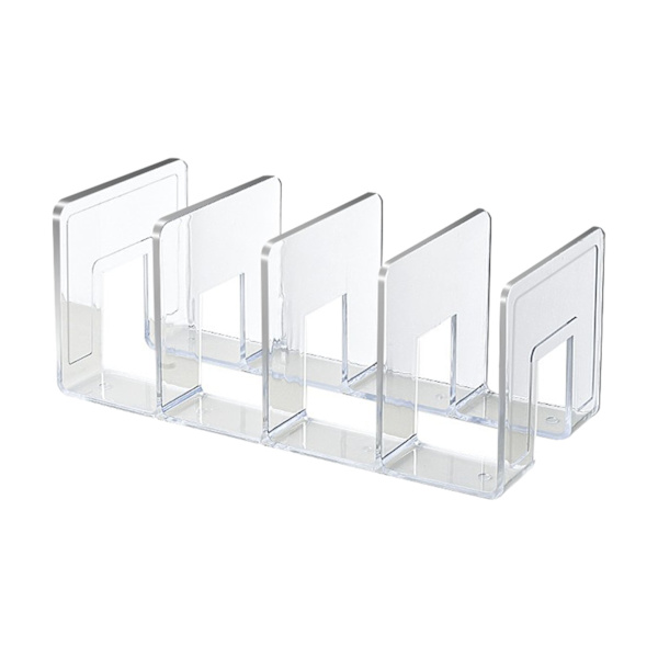 Bokstöd Transparent Färg Enkel Stil 4 Fack Akryl Material Bokhylla Hållare för Kontor Klassrum