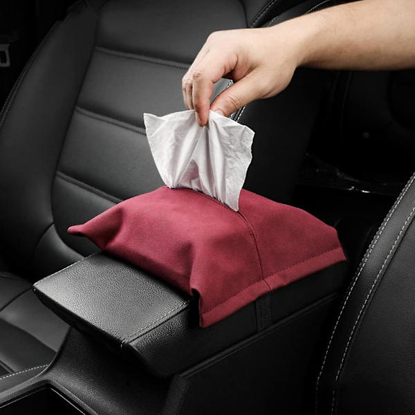 Car Back Seat Tissue Dispenser - Mocka Tissue Box Hållare i vinröd