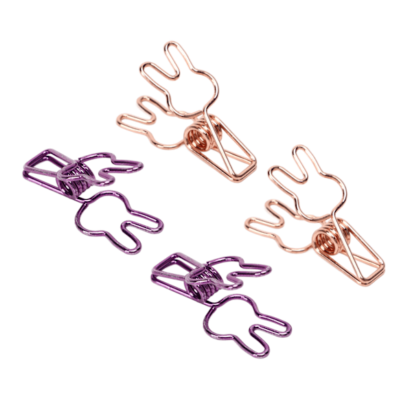 100 st Bunny Binder Clips ihålig ut stark klämning robust metall söta pappersklämmor för dokument kläder papper