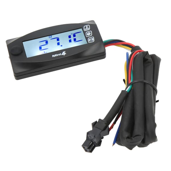 Motorsykkel LCD Digital Måler Spenningsmåler Voltmeter Temperatur Termometer Tidsvisning Sensor M12x1.5