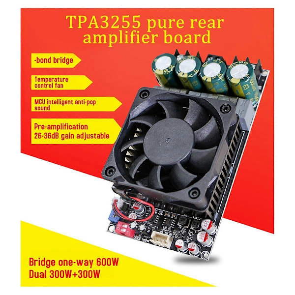 -3002 TPA3255 Stereo 600W AMP Audio Musik Effektforstærker Board