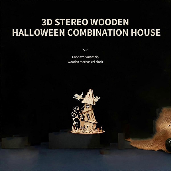3D Puinen Halloween Kummitustalo Palapeli, Luova Puinen Palapeli