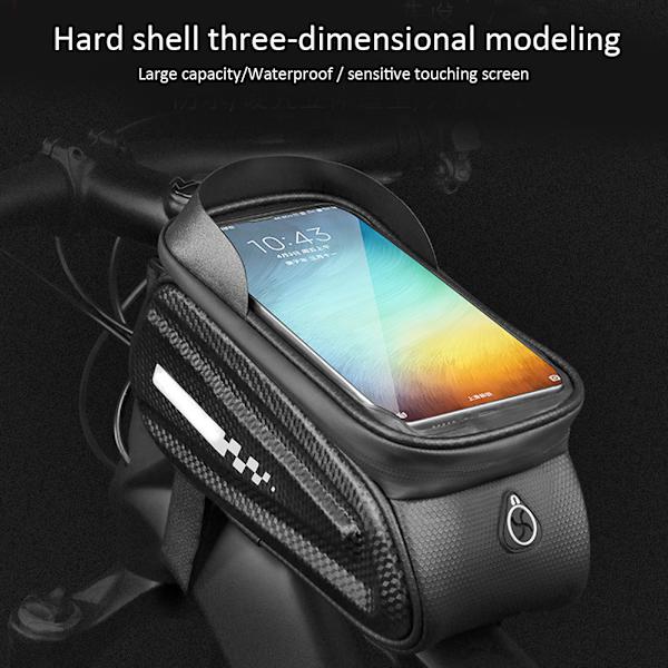 PVC Sort Hard Shell Vandtæt Performance Touching Screen Cykel Taske Mobiltelefon Cykling Pakke Udstyr
