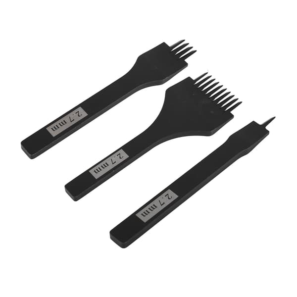 3 stk. lædergaffelmeisel 2,7 mm sort blankt håndtak gaffelmeisel lærhullverktøy for DIY lærhåndverk