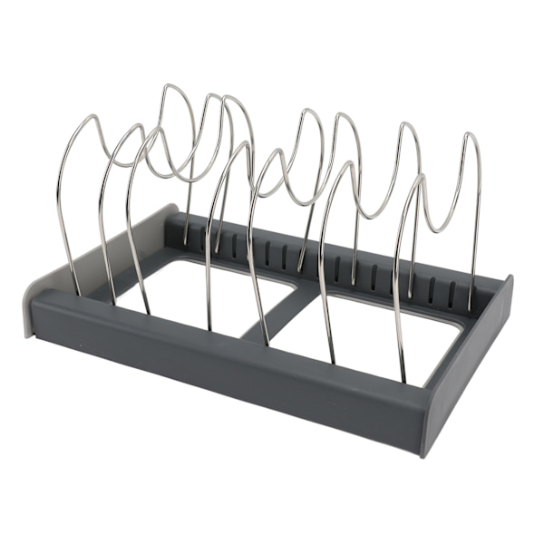 Utvidbar gryte- og panneorganiseringsstativ Kjøkkenskap Pantry Bakeware Holder Hyller Lokk med 7 skillevegger