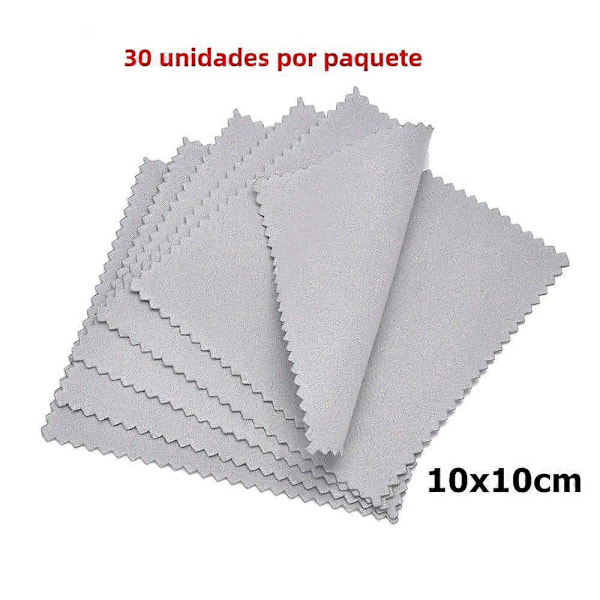 Kaksipuolinen korujen kiillotusliina 60mm 80mm 100mm kulta- ja hopeaesineiden puhdistustyökaluihin 10-30kpl Mikrokuitu 10x10cm 30kpl Harmaa