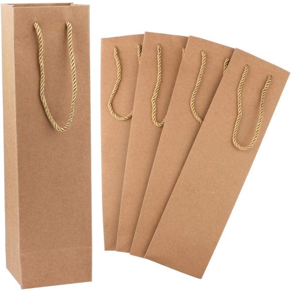 12-pack tunga presentpåsar av brunt papper med handtag för bröllop, fest