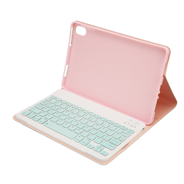 11-tommers Bluetooth-tastatur for nettbrett Trådløst nettbrett-telefon Datatastatur med beskyttende lærveske for OPPO Pad 11 Pink