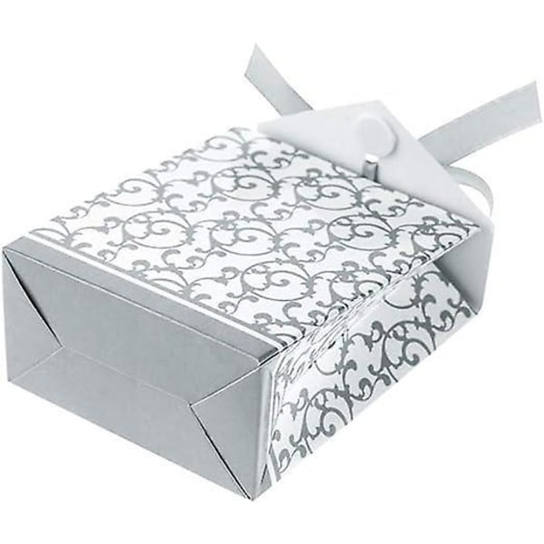 50 stk Elegante Papir Party Favor Boxes med bånd til bryllup, fødselsdag og særlige lejligheder