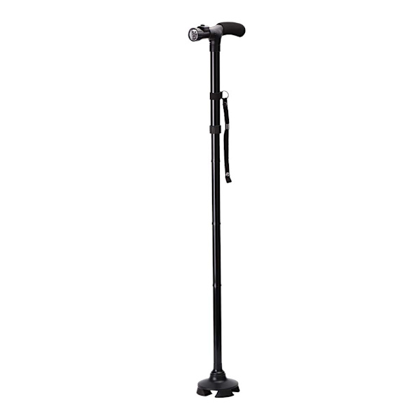 Hopfällbar Anti-slip Vikbar aluminiumlegeringsrör Elder Safety Walking Stick med LED-ljus