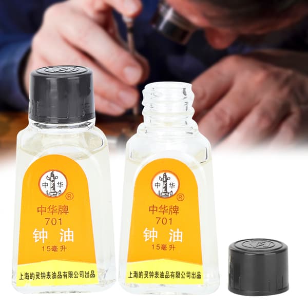 2 stk. 15 ml ur-olie 701 smøremiddel til vedligeholdelse af armbåndsure og ure