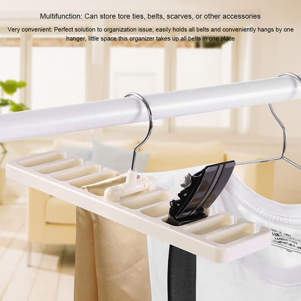 10-spors slipsbelte skjerf stativ organizer solid plast klesskap garderobe plassbesparende beige