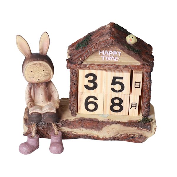 Kanin hus kalender söt tecknad trä block hem dekoration kalender för skrivbord kontor