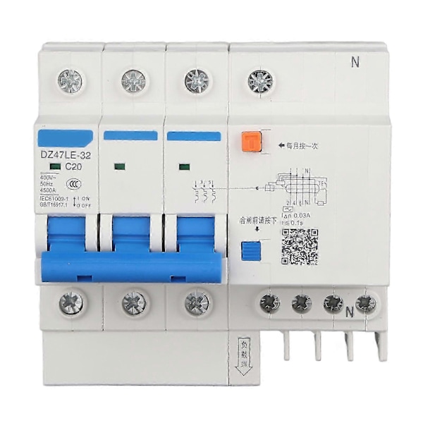 DZ47LE 32 3P+N C20 Läckageskydd Strömkretsbrytare 400V 20A