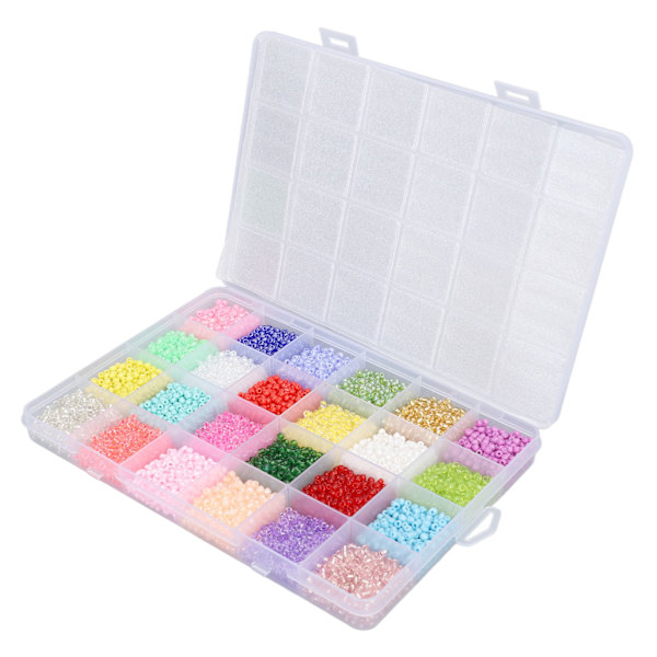 Runda glaspärlor 3 mm 24 färger ren färg blandade glas- och bokstavspärlor Kit för att tillverka smycken
