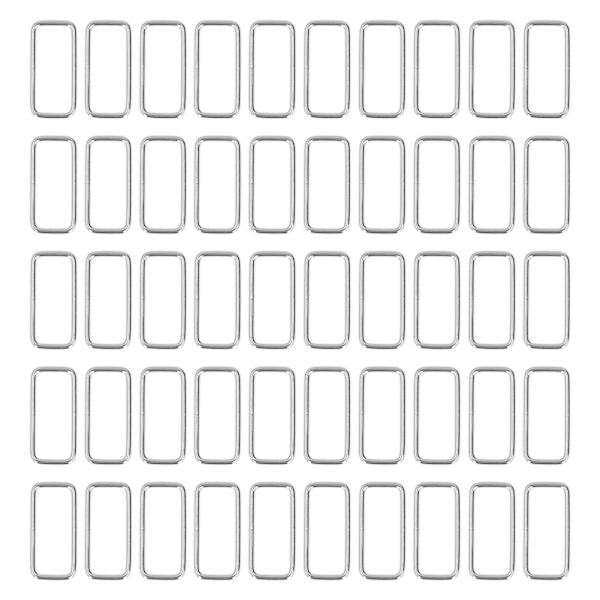 50 st metallringar Hållbara järn rektangel spänne ringar för DIY bälte handväska spänne hårdvara kläder dekoration 4x38x15mm