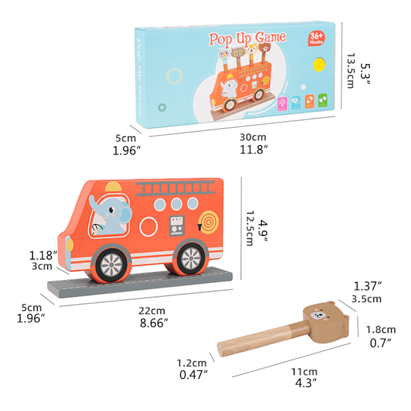 Pop Up Bus Legetøj i Træ Pop Up Legetøj til Børn Læringsspil Gaver til Drenge Piger