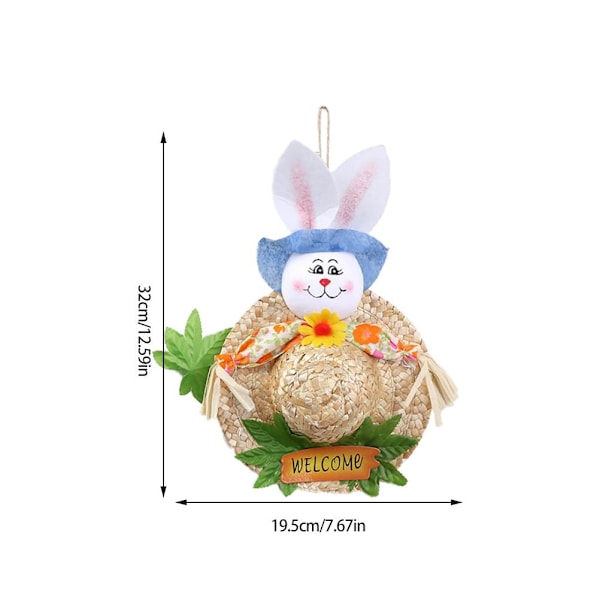 Påskeharekrans Simulering Halmhatt Krans for inngangsdør Vegg Vindu Hjemmedekorasjon