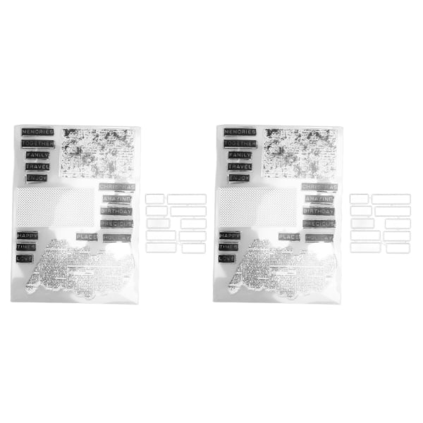 2 stk klart stempel Engelske ordmønster Klart Sikker Gjenbrukbar TPR Multi Purpose Transparent stempel for kort Konvoluttfremstilling
