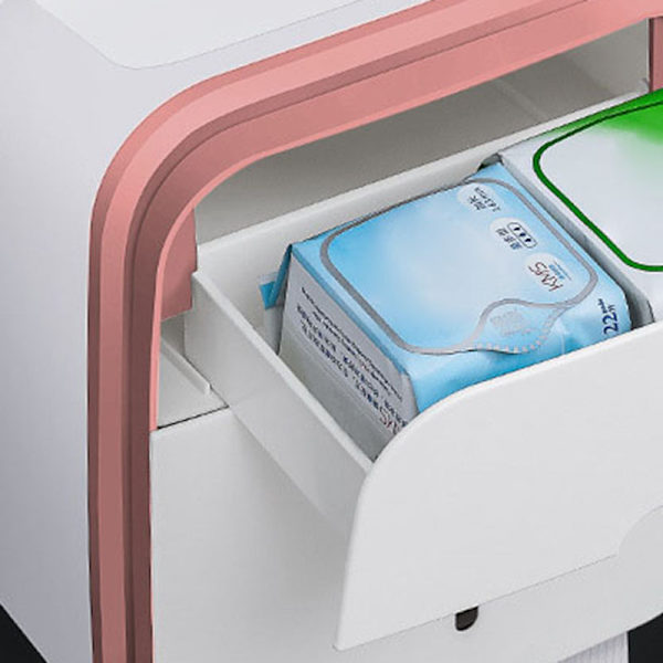 Väggmonterad pappershållare med starkt bärande pappersdispenser med transparent visningsfönster för hemtoalett rosa