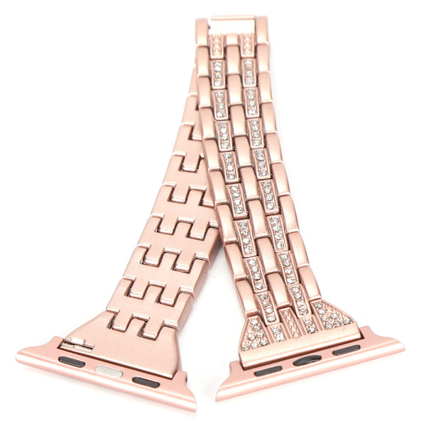 Klockarmband Dubbla Rader Rhinestones‑Späckad Ersättningsmetallrem för IOS Watch 42mm / 44mmRosa