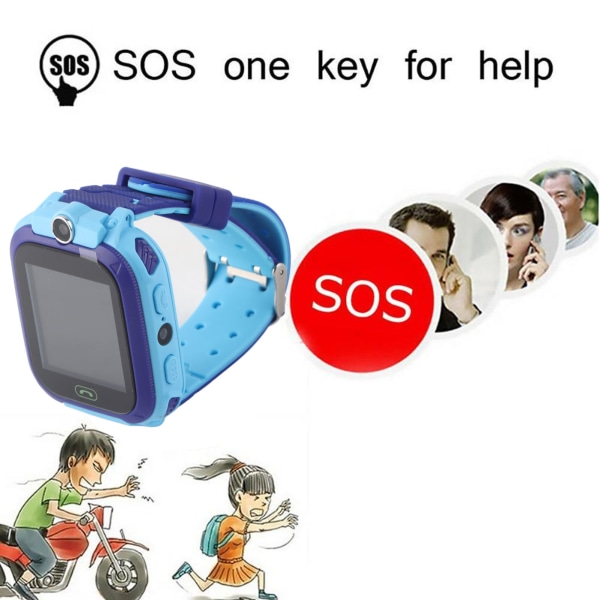 2G Kids Smart Watch LBS Positionering Børn Telefonur Support SOS Alert Foto Tager Gaming Klasseværelsestilstand Fjernnedlukning Blå