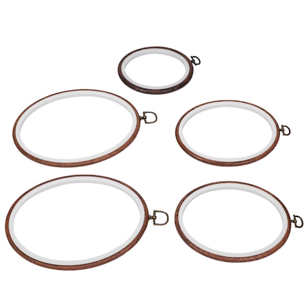 5 stk broderirammer sirkel korsstingramme ring oval ramme retro DIY tilbehørsverktøy