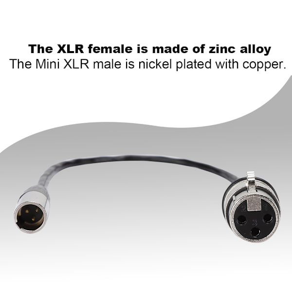 Mini XLR 3pin uros XLR 3pin naaras alumiinifoliolla suojattu kuparilanka äänikaapeli
