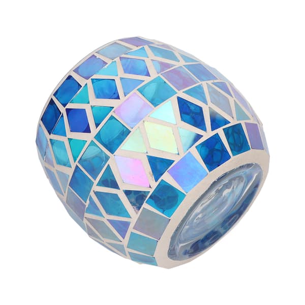 Lilla Blå Mosaikk Glass Lysestake Romantisk DIY Duftlys Kopp Telys Stativ for Stue