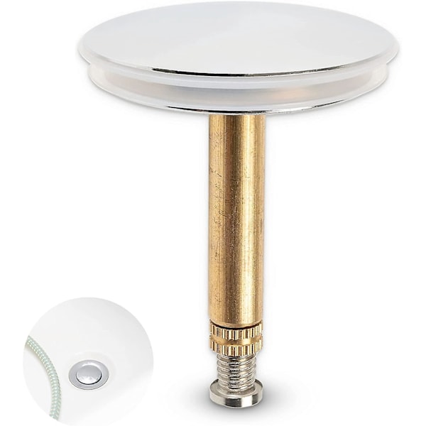 Adjustable Universal Bath Stopper with Double Seal - 43mm Diameter, Rust-Proof Brass with Chrome Finish