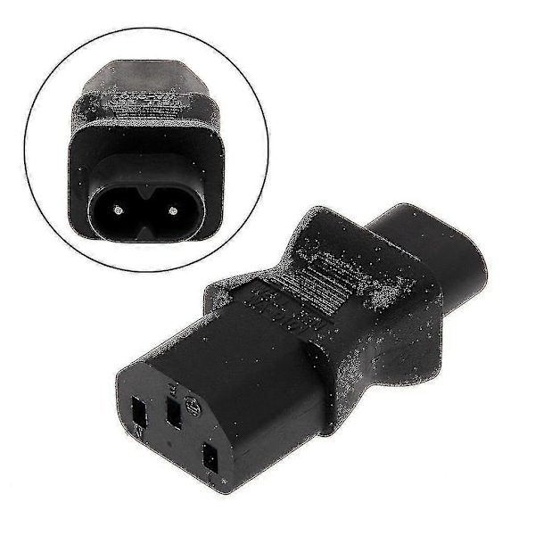 IEC 320 C13 til C8 Strømstik Konverter Adapter - 3-benet Hun til 2-benet Han