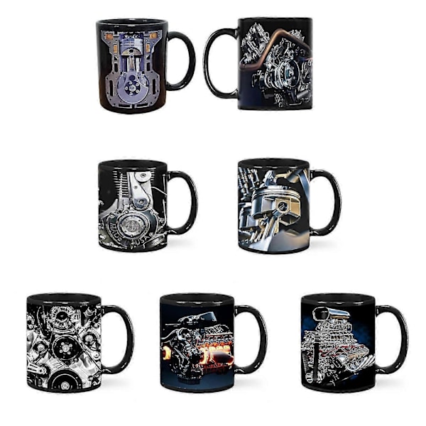 Mekanisk Motor Kaffemugg - Motor Kolv Svart Kaffemugg - 350ml G