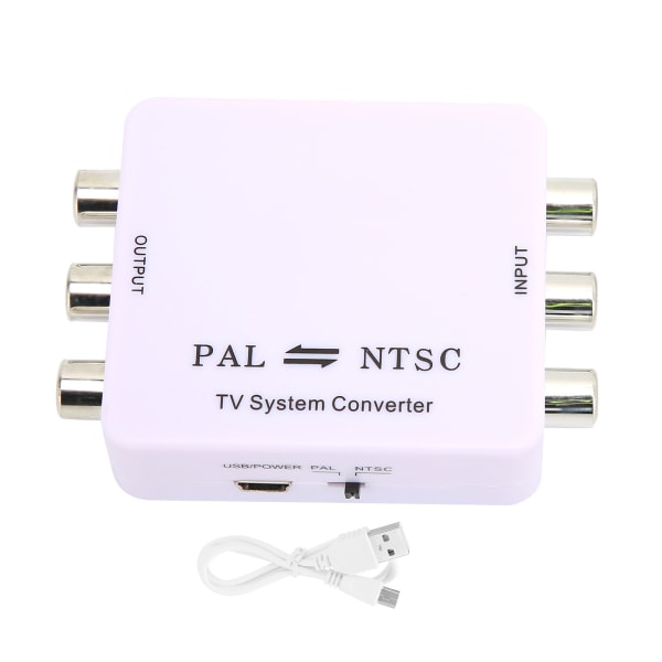 PAL/NTSC Format Converter Mini PAL NTSC Mutual Conversion Converter Adapter for DVD-spiller/opptaker og forskjellige TV-systemer