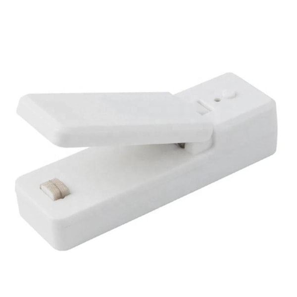 Bærbar Miniposeforsegler med Kutter - USB-Lading Varmeforsegling Maskin for Snacksposer (Hvit)