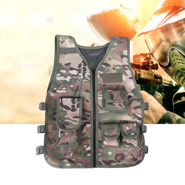 Børnevest militær camouflagevest til udendørsspil (camouflagefarve voksen)