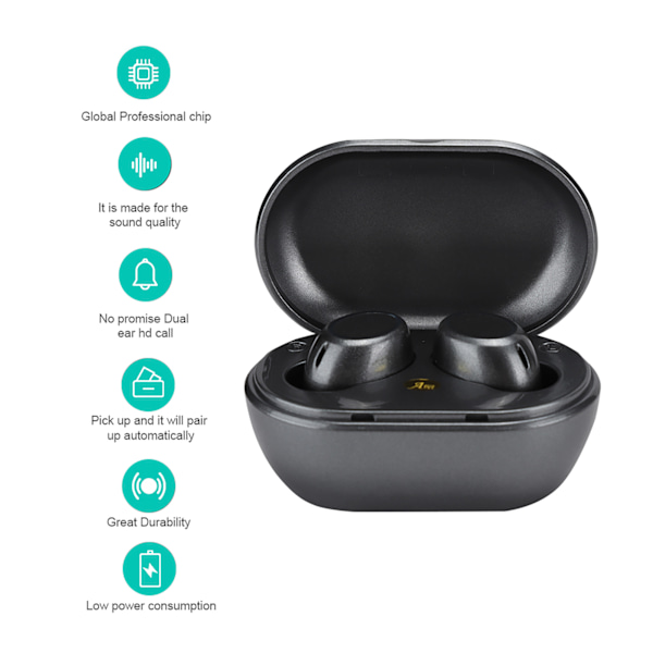 Langattomat Bluetooth-kuulokkeet DC 5V TWS-kuulokkeet CNC-kaiverrettu titaanimateriaalin käsittely, tukee Type C -latausta (harmaa)