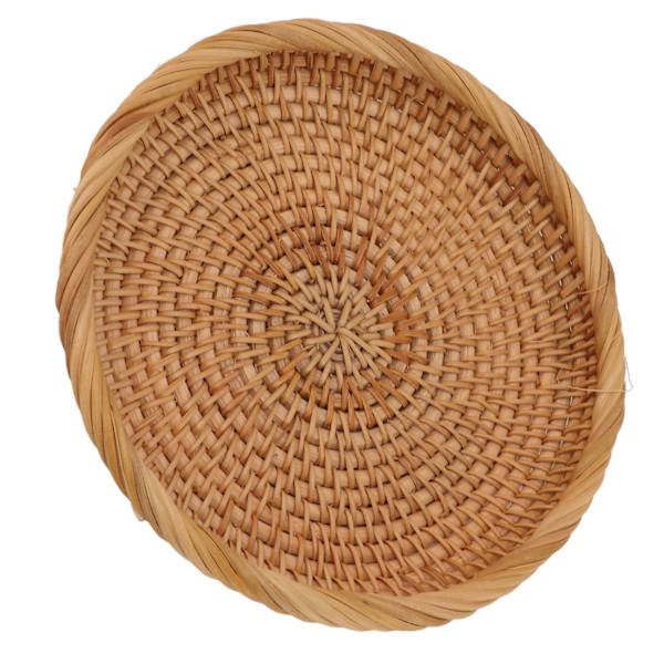 Rattan Fruktskål Handvävd Elegant Traditionell Naturlig Rattan Serveringsbricka för Köksbänk L