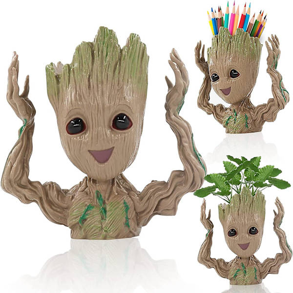 Groot tegneserie blomsterpotte med drænhuller - indendørs kreativ dekoration og fødselsdagsgave