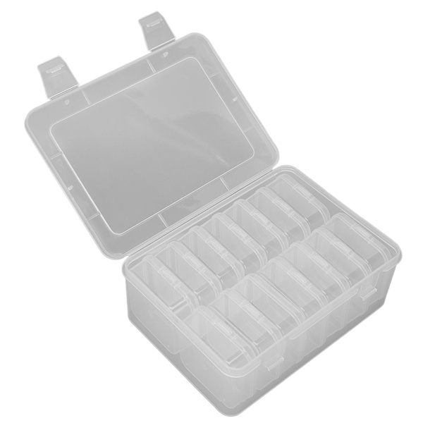 Clear Organize Box Set 14 små æsker Forseglingsdæksel Makeup Puff Opbevaringsboks til DIY Crafts perler