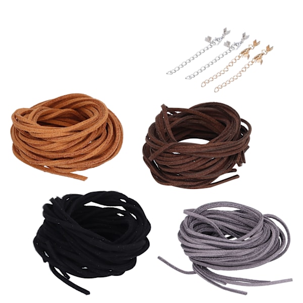 Handgjord flätad rep 3mm 4-färgad nylon konstläder rep för halsband och armband