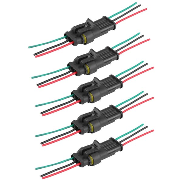 5 sett bil 3-pins vanntett elektrisk koblingspluggsett