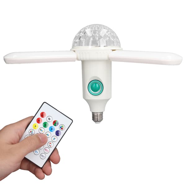 48W E27 3-bladet foldbar loftslampe Multifunktionel farverig intelligent foldepære 85-265V