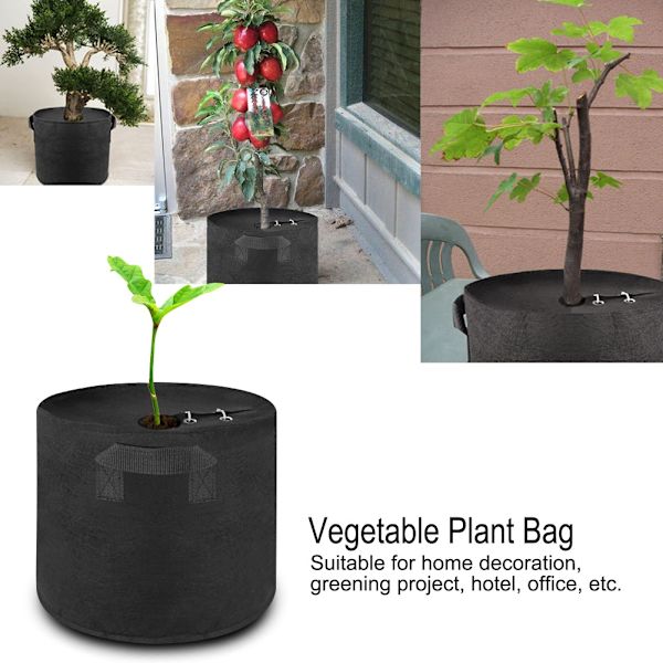 Tyk plantepose i non-woven stof til plantning af grøntsager i haven eller hjemmet (sort, 10 gallon (40Dx30H))