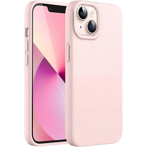Silikonskal Kompatibelt med iPhone 13 6.1-tum, Silkesmjuk Fullkroppsskyddande Skal, Stötsäkert Skydd med Mikrofiberfoder (Rosa)