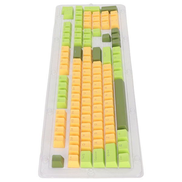 Tangentbord Tangentkapslar 107 tangenter Tre färger genomskinliga tecken Arc Layout Mekanisk tangentbord Tangentkapslar Matcha gul