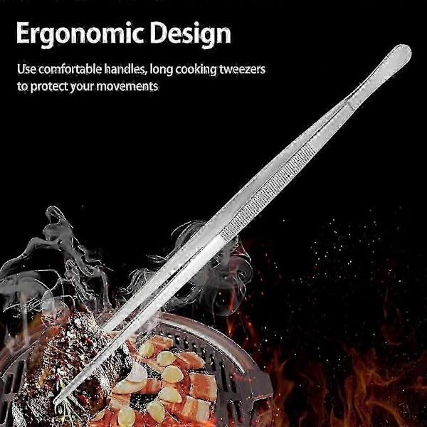Matlagingspinsett rustfritt stål lang, 2 stk matlagingspinsett rustfritt stål, grillpinsett (30cm)