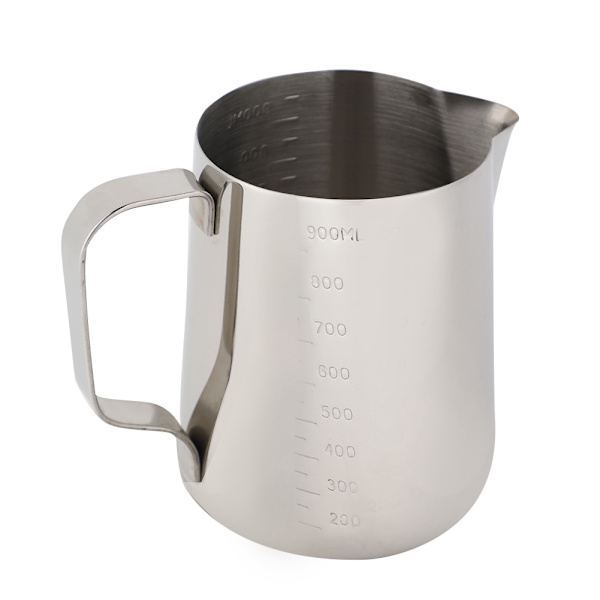 Måttkopp i rostfritt stål Kaffekanna Mjölkskumningskanna Espresso Latte Kanna (1000 ml)