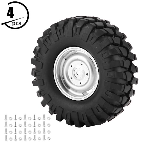4 kpl Pyöränrenkaat Kumirenkaat navoineen 1/10 RC Crawler -maastokuorma-autolle