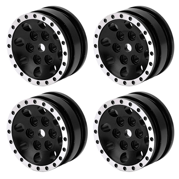 4 st metall 8 runda hål fälgnav fälgar för Axial SCX24 1/24 fjärrkontroll klättring bil svart